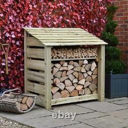 Wooden Firewood Log Storage Greetham 4ft Tall x 4ft Wide Log Store CLEARANCE