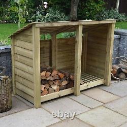 Wooden Firewood Log Storage Hambleton 4ft Tall x 6ft Wide Reversed Roof Store