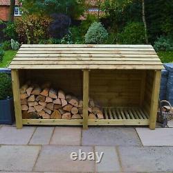 Wooden Firewood Log Storage Normanton 4ft Tall x 7ft Wide Log Store
