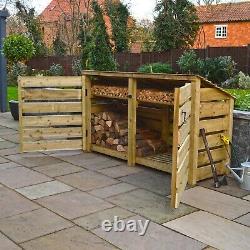 Wooden Firewood Log Storage Normanton 4ft Tall x 7ft Wide Reversed Roof Store