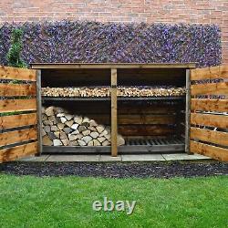 Wooden Firewood Log Storage Normanton 4ft Tall x 7ft Wide Reversed Roof Store