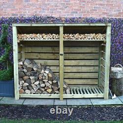Wooden Firewood Log Storage Normanton 6ft Tall x 7ft Wide Reversed Roof Store
