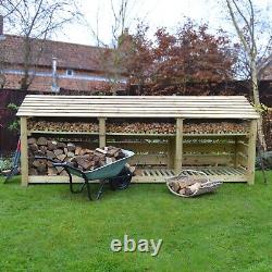 Wooden Firewood Log Storage Ryhall 4ft Tall x 9ft Wide Log Store