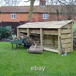 Wooden Firewood Log Storage Ryhall 4ft Tall x 9ft Wide Log Store