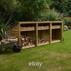 Wooden Firewood Log Storage Ryhall 4ft Tall x 9ft Wide Reversed Roof Store