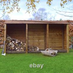 Wooden Firewood Log Storage Ryhall 6ft Tall x 9ft Wide Log Store