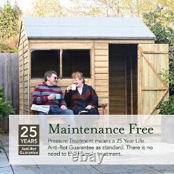 Wooden Garden Shed 7×5 4Life Overlap Apex With Lean-To / Log Store No Window