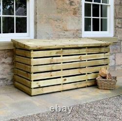 Wooden Log Store Chest, Pressure Treated, 1.8m (W) x 0.72m (D) x 0.84/0.76m (H)