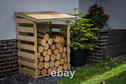 Wooden Log Store Compact 1m x 0.8m Pent Roof Pressure Treated Outdoor Wood Store