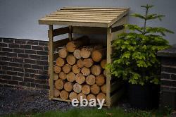 Wooden Log Store Compact 1m x 0.8m Pent Roof Pressure Treated Outdoor Wood Store