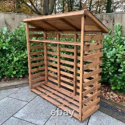 Wooden Log Store Large 5ft x 2ft Outdoor Firewood Storage Box Slatted Side Panel