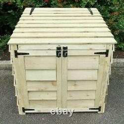 Wooden Log Store, Lifting Lid, Doors, 92 x 90 x 90cm, Outdoor Garden Storage
