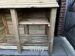 Wooden Log Store Outdoor 4ft, Firewood. UK Hand Made W-147 H-127 D-86