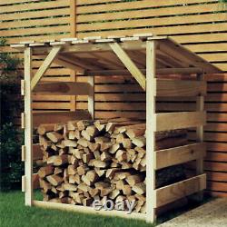 Wooden Log Store Outdoor Garden Open Fronted Solid Wood Storage Shed With Floor