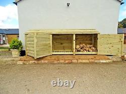 Wooden Log Store Outdoor Garden Shed W-3350mm x H-1260mm x D-810mm Clearance