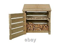 Wooden Log Store, Slatted Firewood Storage (W-119cm, H-126cm or 180cm, D-81cm)