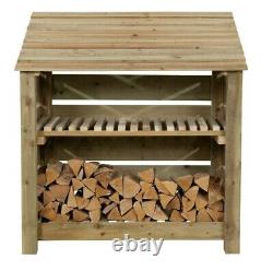 Wooden Log Store Slatted Firewood Storage (W-119cm H-126cm or 180cm D-88cm)