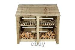 Wooden Log Store, Slatted Firewood Storage (W-146cm, H-126cm or 180cm, D-81cm)