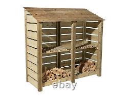 Wooden Log Store, Slatted Firewood Storage (W-187cm, H-126cm or 180cm, D-81cm)