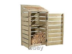 Wooden Log Store, Slatted Firewood Storage (W-99cm, H-126cm or 180cm, D-81cm)