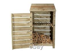 Wooden Log Store, Slatted Firewood Storage (W-99cm, H-126cm or 180cm, D-81cm)