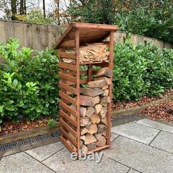Wooden Log Store Small 2ft x 2ft Outdoor Firewood Storage Box Slatted Side Panel