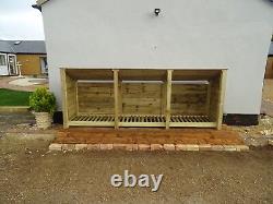 Wooden Log Store Triple Bay 4FT Height Clearance Range