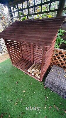 Wooden Log Store Wood Firewood Outdoor Garden Storage Logs Shed