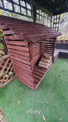 Wooden Log Store Wood Firewood Outdoor Garden Storage Logs Shed