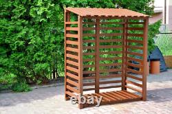 Wooden Log Store Wood Firewood Outdoor Garden Storage Logs Shed Model 14