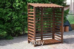 Wooden Log Store Wood Firewood Outdoor Garden Storage Logs Shed Model 14