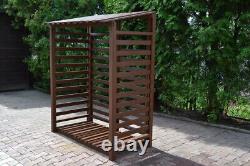 Wooden Log Store Wood Firewood Outdoor Garden Storage Logs Shed Model 14