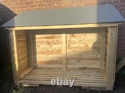 Wooden Logstore Pressure Treated Log Storage Outside Garden Wood Store New