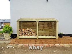 Wooden Outdoor Log Store, Fire Wood Storage Shed W-2270mm x H-1260mm x D-810mm
