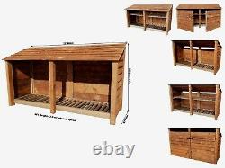 Wooden Outdoor Log Store, Fire Wood Storage Shed (W-227cm, H-126cm, D-81cm) Sale