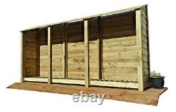 Wooden Outdoor Log Store, Fire Wood Storage Shed W-3350mm x H-1800mm x D-810mm