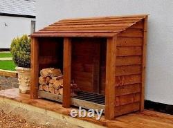 Wooden Outdoor Log Store Fire Wood Store W-1460mm x H-1260mm x D-810mm Clearance