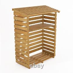 Wooden Outdoor Single Log Store Fire Wood Storage Shed Garden Stoarge Cover