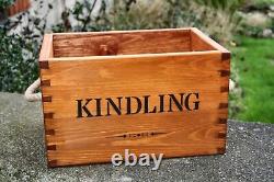 Wooden Rustic Vintage Style Firewood Log Kindling Storage Box Crate Handcrafted