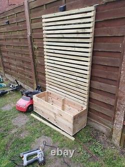 Wooden garden planters with trellis Benches, Log/ Bin Stores And More