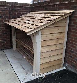 Wooden log store, heavy duty, Cedar shingles not included