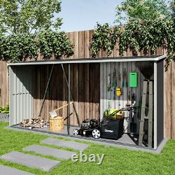 XLarge Outdoor Wooden Log Store Galvanised Steel Garden Fire Wood Storage Shed