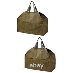 2 pièces Sac à bûches en toile pour cheminée, rangement en bois, transportabilité