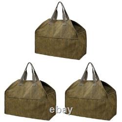 3 sacs en toile pour le transport et le stockage de bois de chauffage pour cheminée
