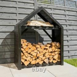 3x2 Rowlinson Black Apex Wooden Log Store Timber Painted New Logstores 3ft 2ft