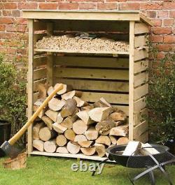 4 pieds de rangement extérieur en bois pour bûches, traité sous pression, pour le stockage de bois de chauffage, avec entreposage de petit bois, neuf.