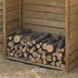4 pieds de rangement extérieur en bois pour bûches, traité sous pression, pour le stockage de bois de chauffage, avec entreposage de petit bois, neuf.