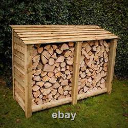 5FT Range-bûches en bois, rangement de bois de chauffage, rangement extérieur en bois, dimensions : L1500xH1300xP690mm