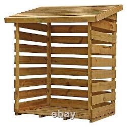 ABRI À BOIS EN BOIS TRAITÉ PRESSÉ 3 PIEDS RANGEMENT DE BOIS EXTÉRIEUR JARDIN NOUVEAU