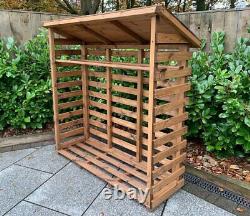 Abri à bois en bois extra-large haut pour le stockage de bûches de bois de chauffage dans le jardin